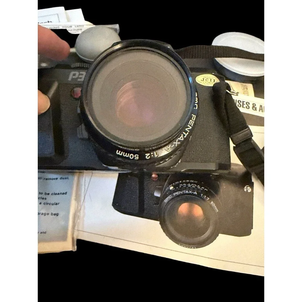 Pentax P3 35mm Camera 50 mm Lens & 70-210mm Vivitar Macro Focusing Zoom Lens